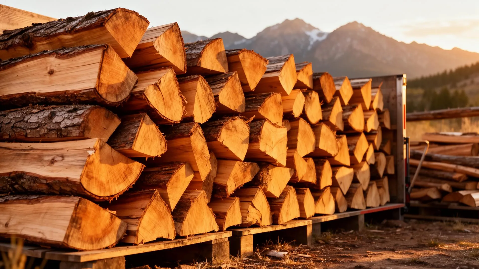 Stacked seasoned firewood ready for delivery in Denver Colorado